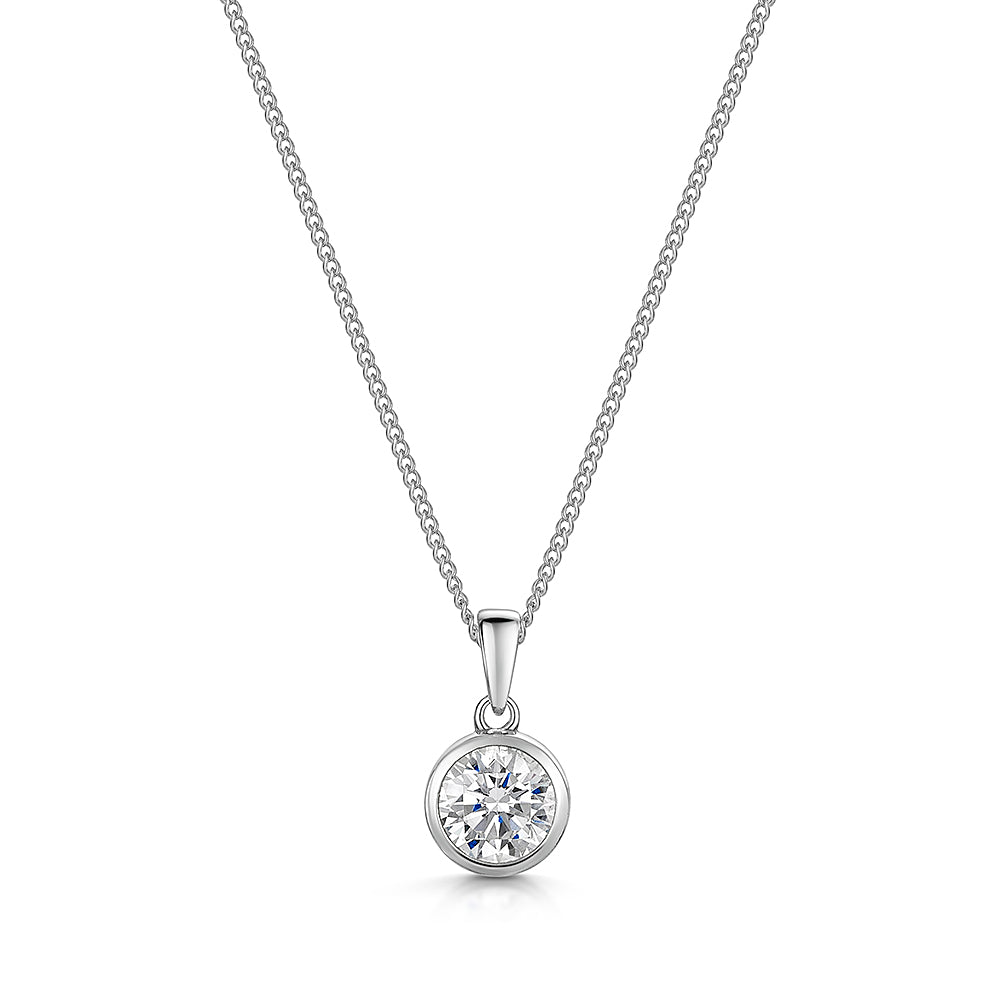 Sterling Silver One Carat  Solitaire Pendant