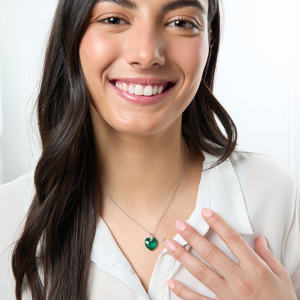 Sterling Silver Faceted Heart  Zirconia Necklace
