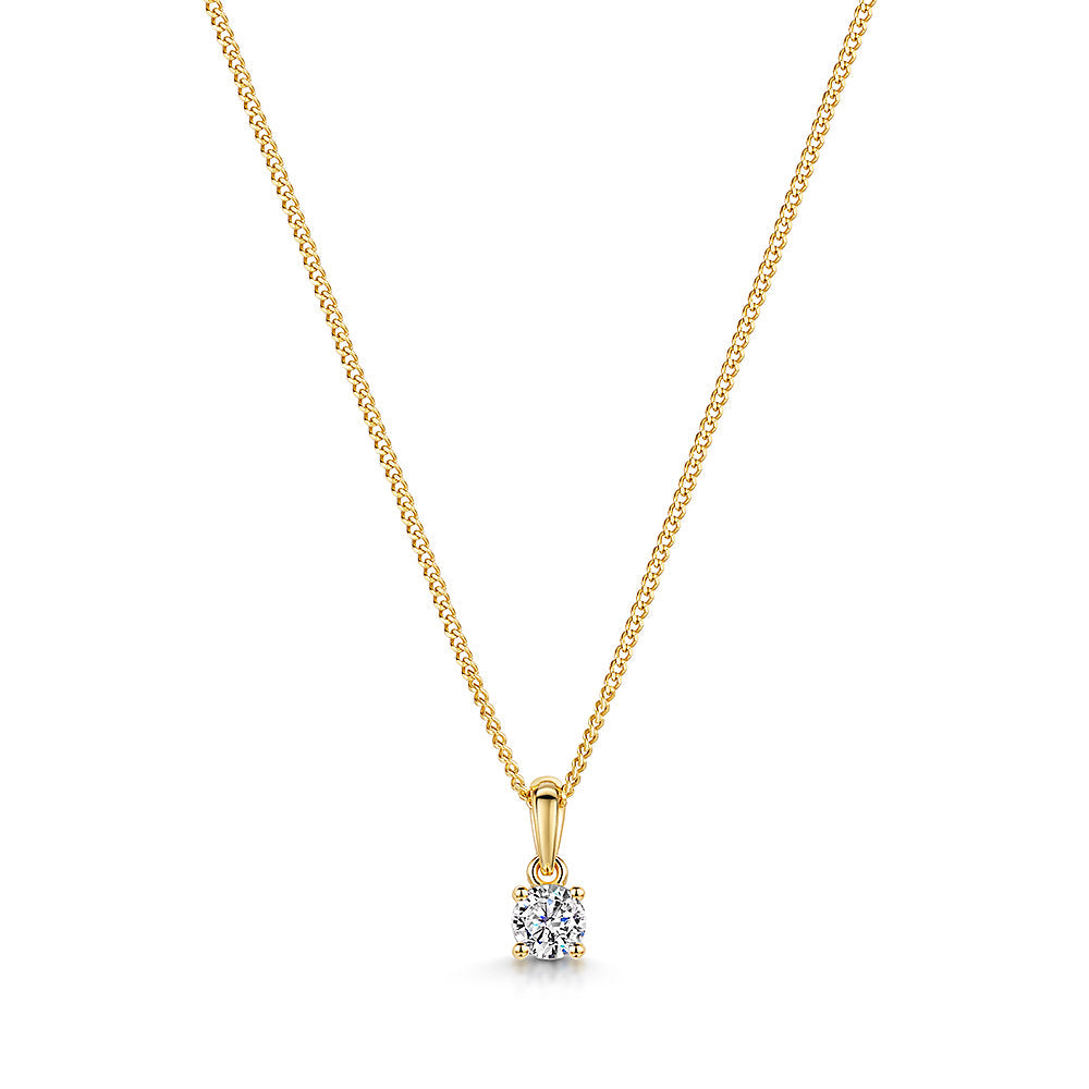 Gold Vermeil Quarter Carat Round Solitaire Pendant