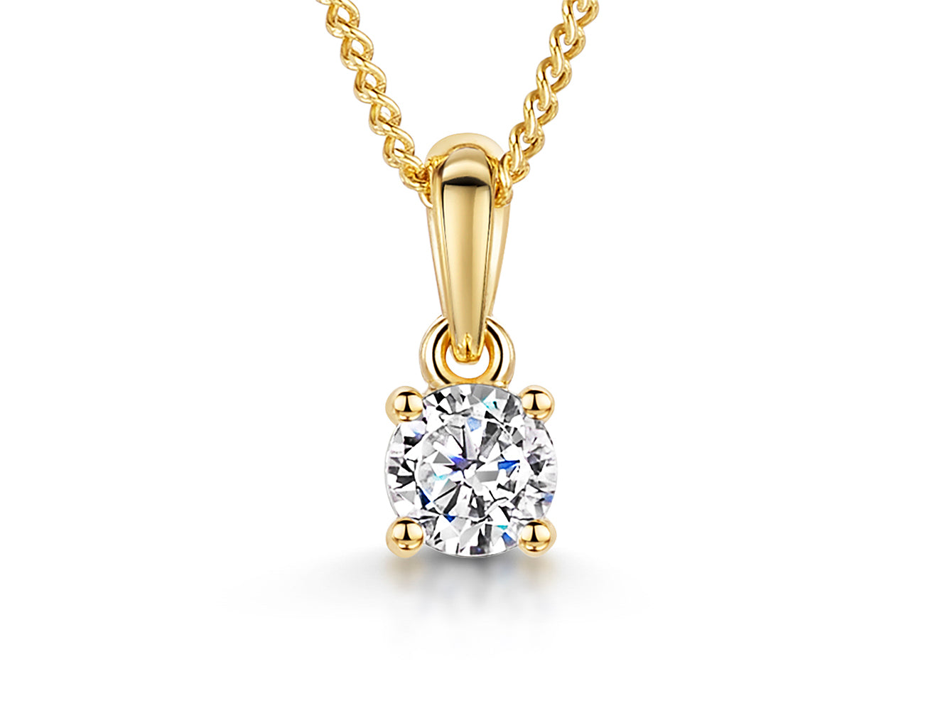 Gold Vermeil Quarter Carat Round Solitaire Pendant