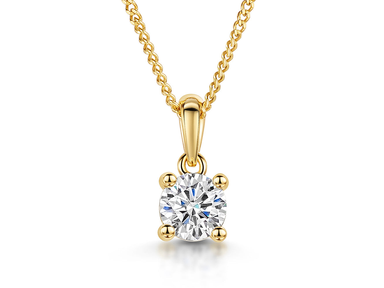 Yellow Gold Half Carat Cubic Zirconia  Solitaire Pendant