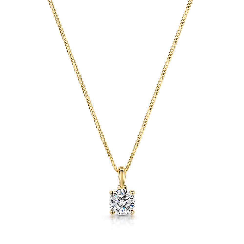 Gold Vermeil 1ct Solitaire Pendant With Cubic Zirconia