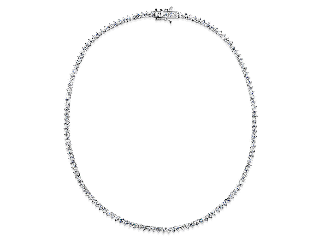 Sterling Silver 3mm Cubic Zirconia Full Tennis Necklace