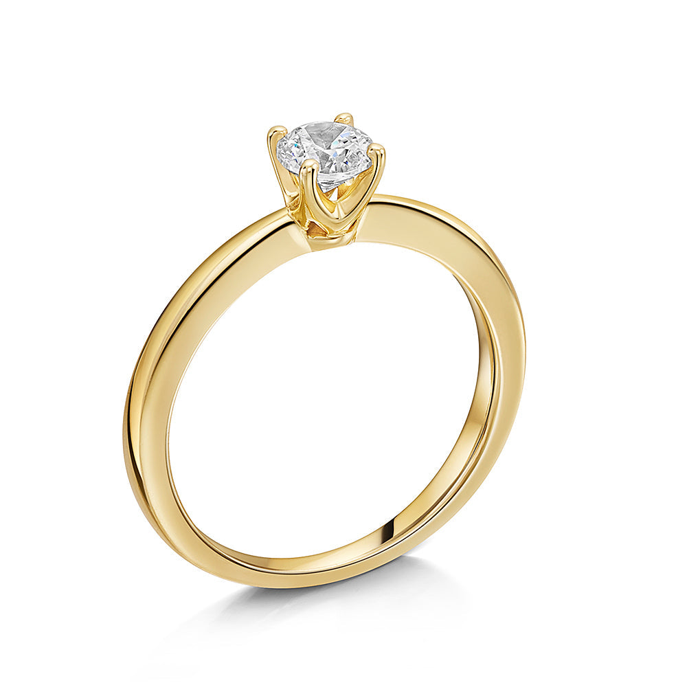 Gold  Vermeil Half Carat Cubic Zirconia  Solitaire Ring