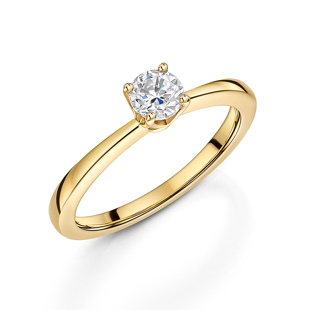Gold  Vermeil Half Carat Cubic Zirconia  Solitaire Ring