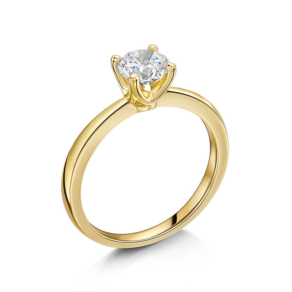 Gold Vermeil 1 Carat Cubic Zirconia Solitaire Ring