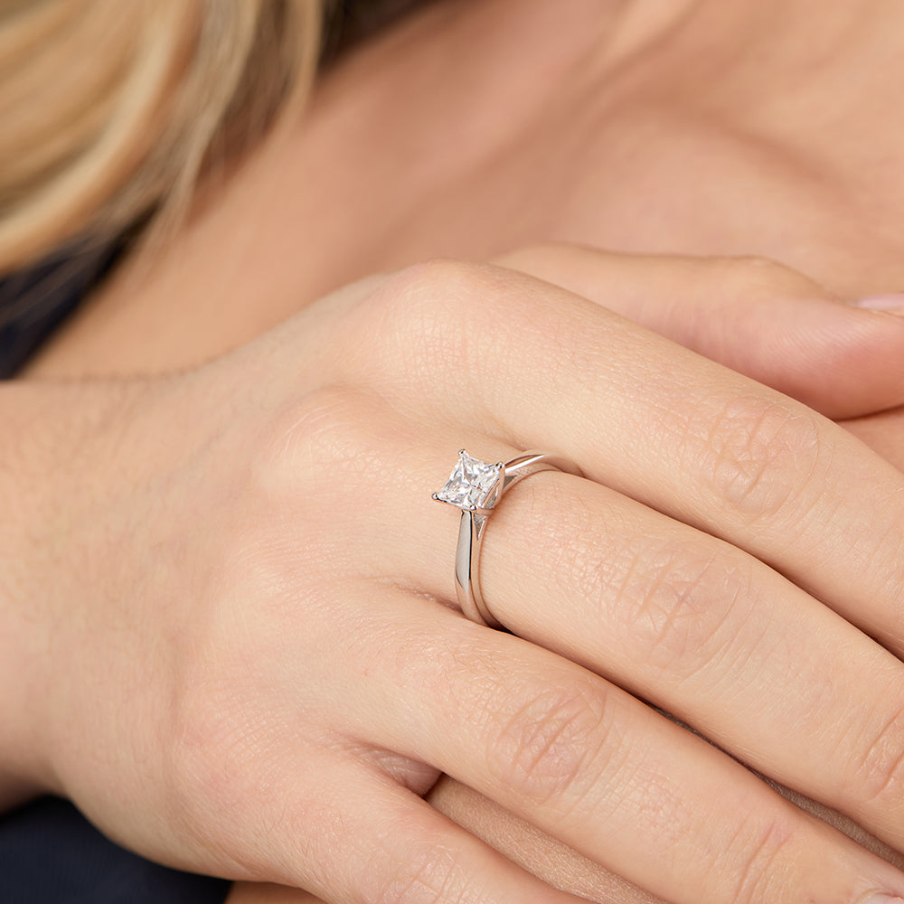 Sterling Silver Princess Cut 1ct Solitaire Ring