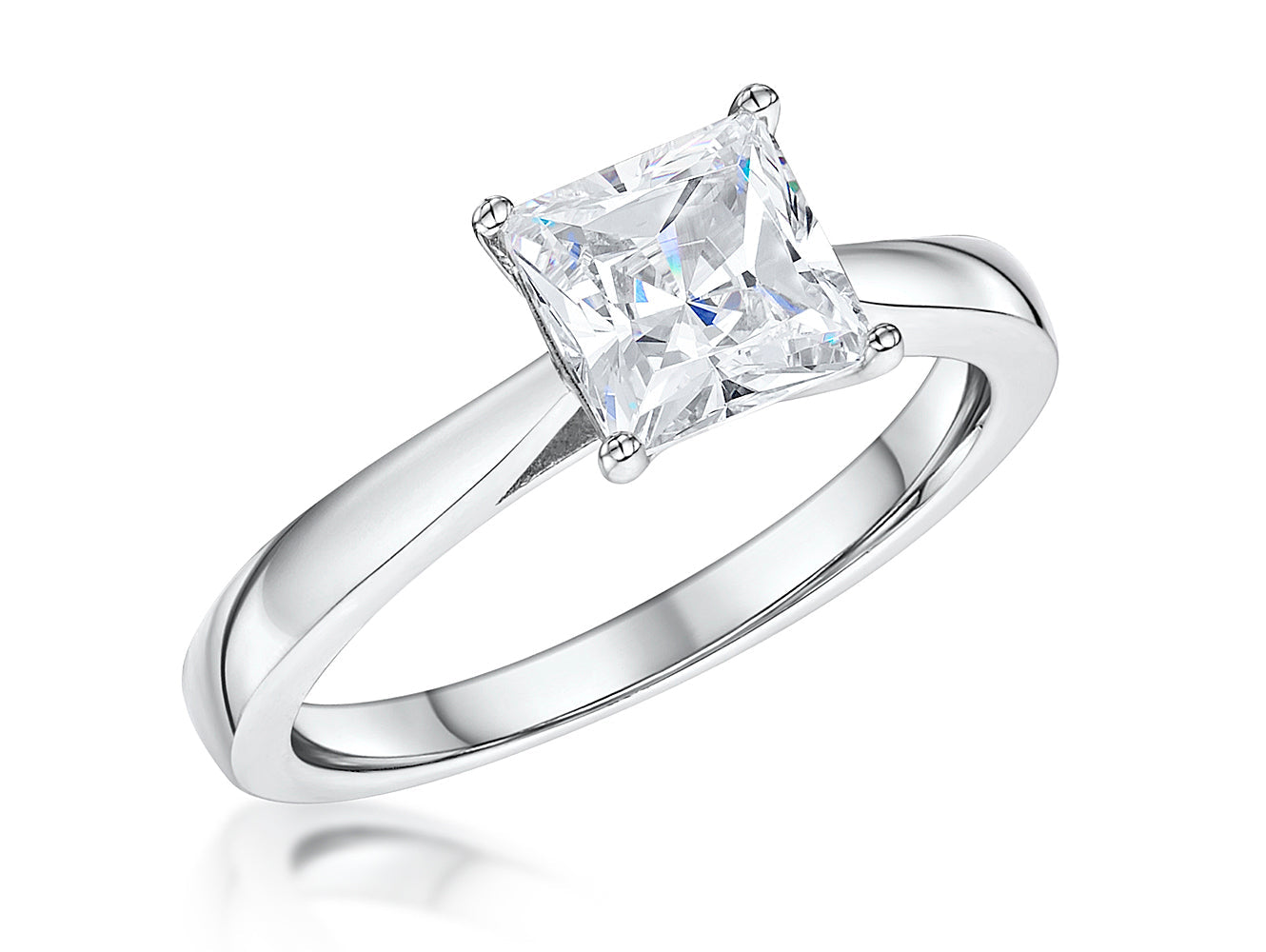 Sterling Silver 1.5ct Square Solitaire Ring