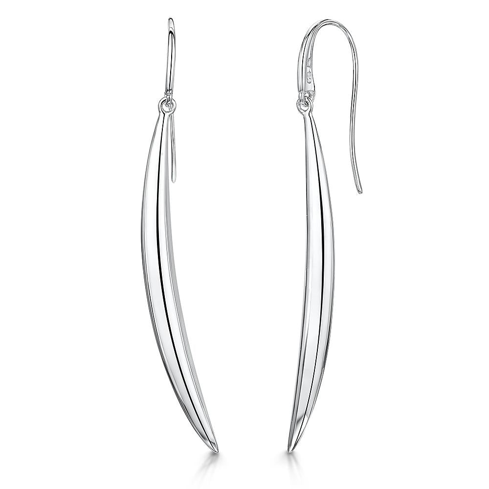 Sterling Silver  Long Elegant Curve Earrings