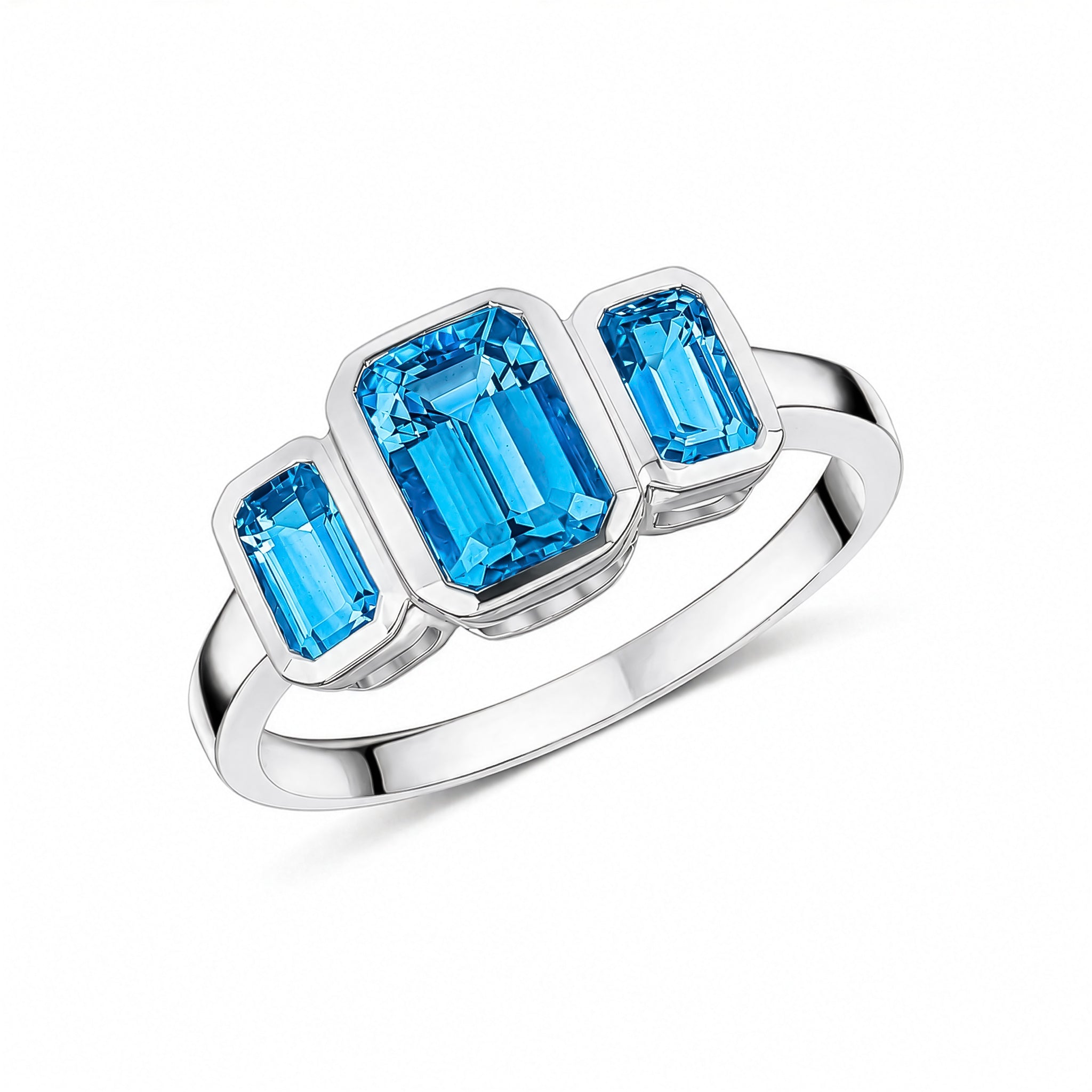 9CT WG OCTAGON SWISS BLUE TOPAZ RUBOVER SET 3ST RING