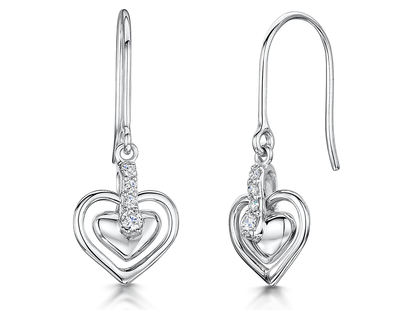 Sterling Silver Open Heart Drop Earrings