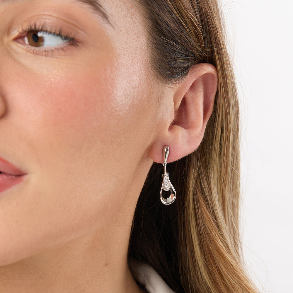 Sterling Silver Open Peardrop Earrings