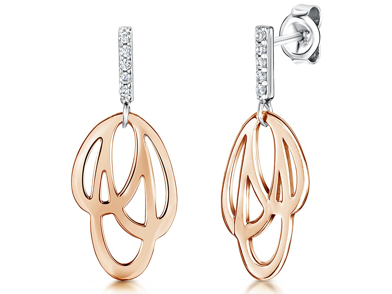 Rose Gold Celtic Style Drop Earrings