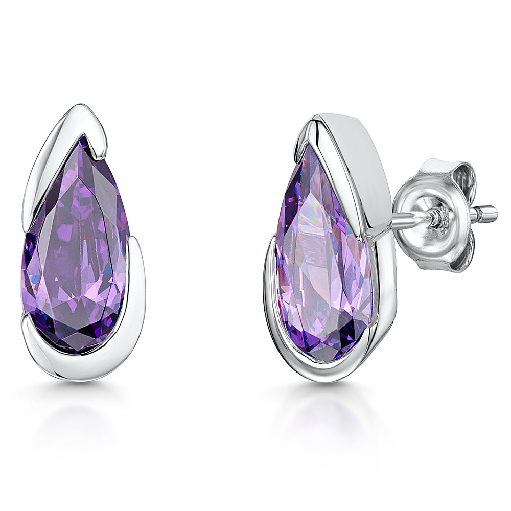 Sterling Silver Teardrop Cubic Zirconia Earrings