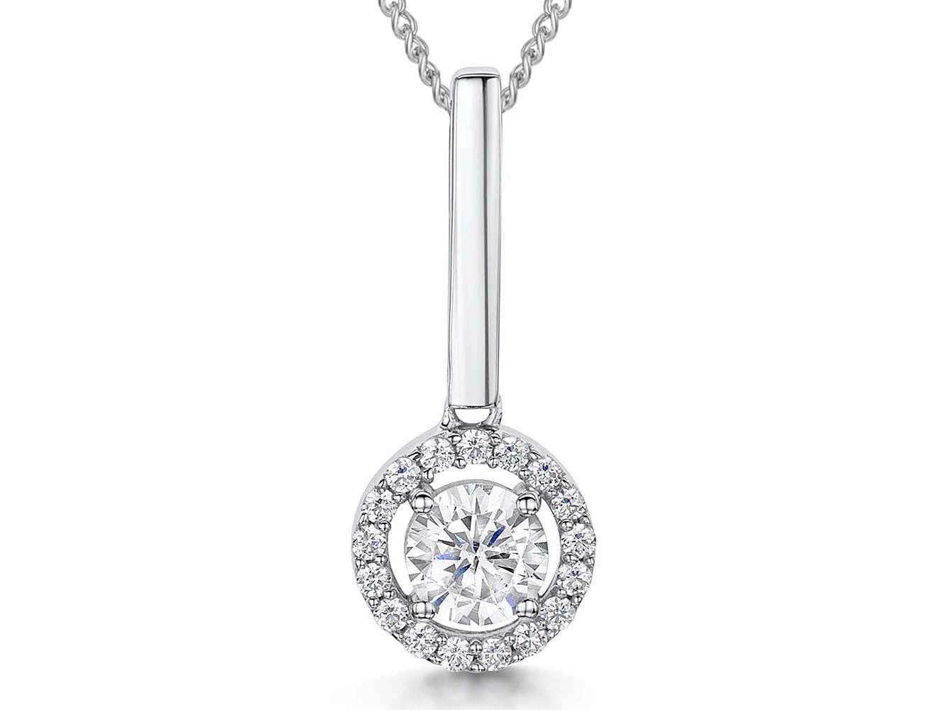 Sterling Silver Halo Pendant With Elongated Bale