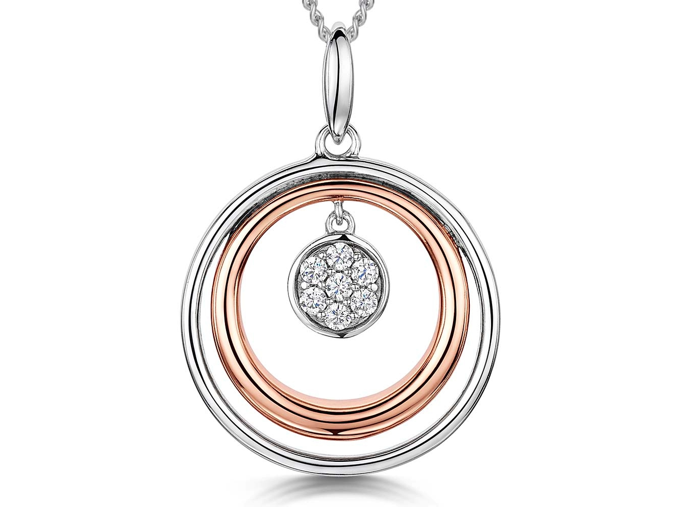Rose Gold  Double Circle Pendant