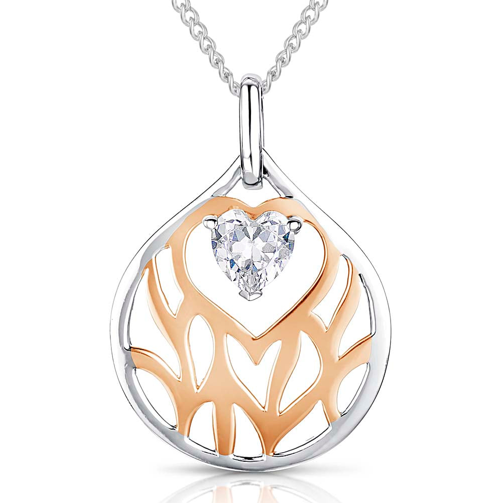 Rose Gold  Suspended Heart Pendant