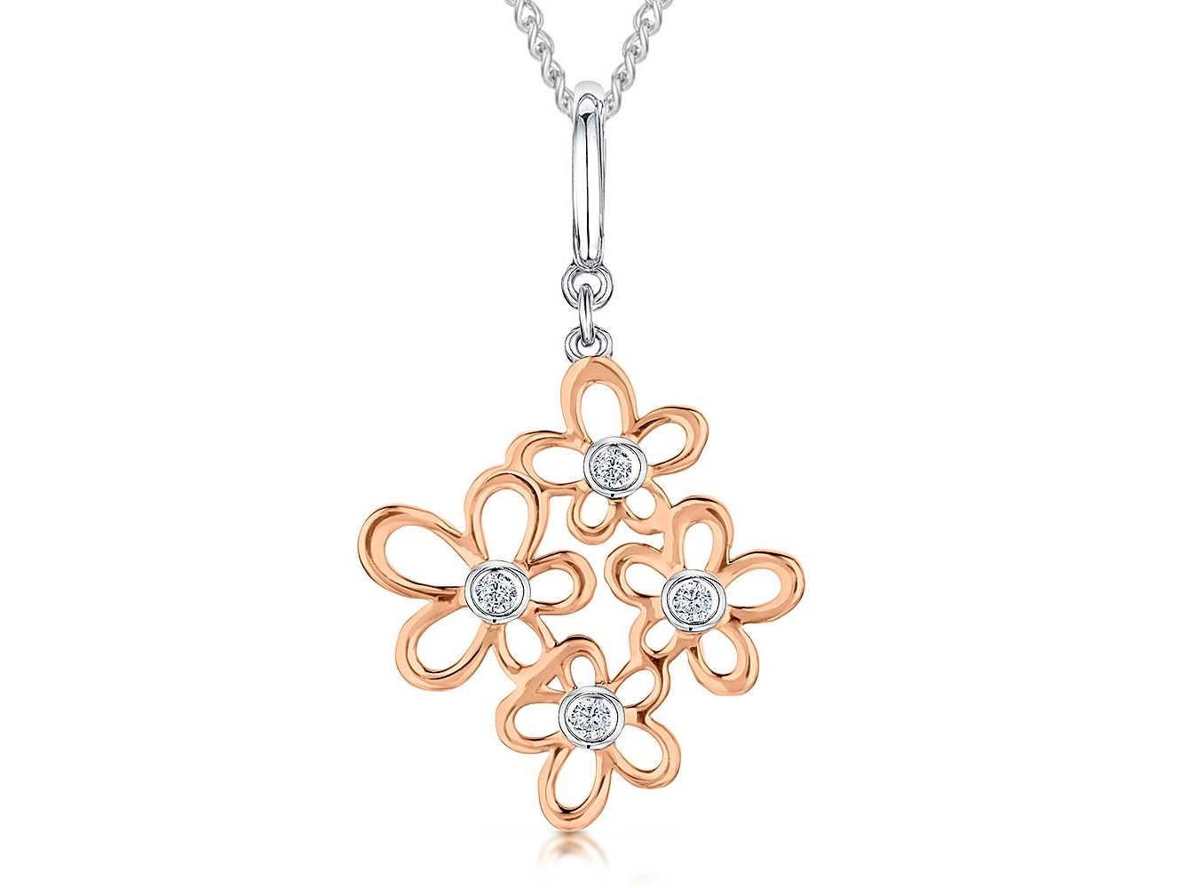Rose Gold Multi Flower Pendant