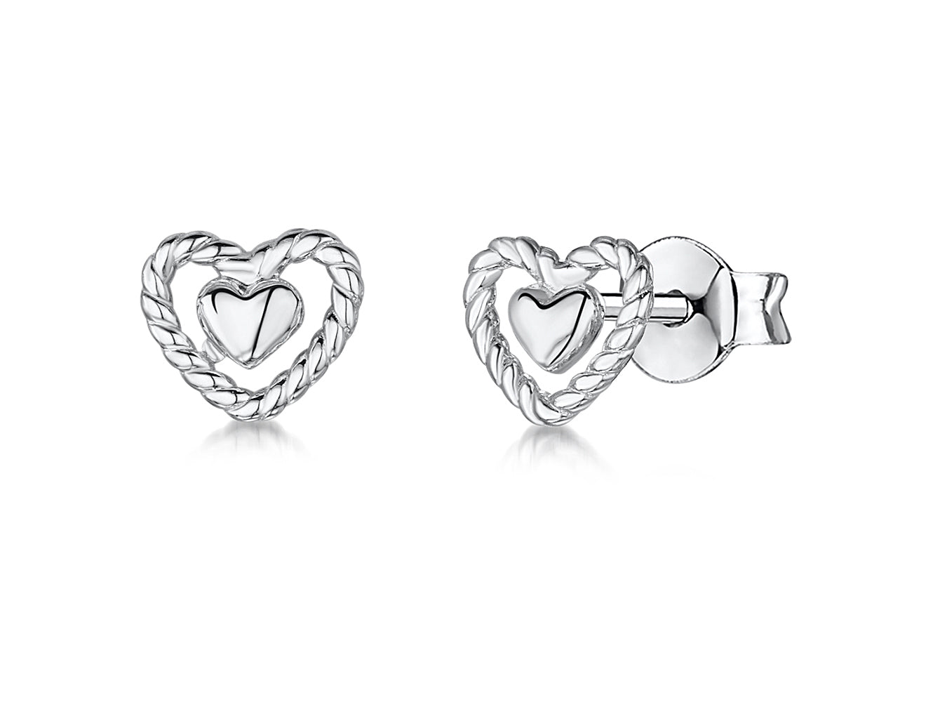 Sterling Silver  Woven Open Heart  Earrings
