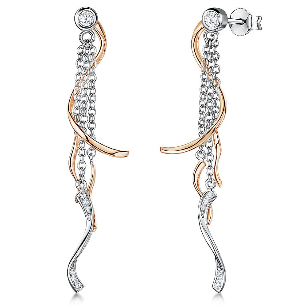 Rose Gold Swirl Drop Earrings
