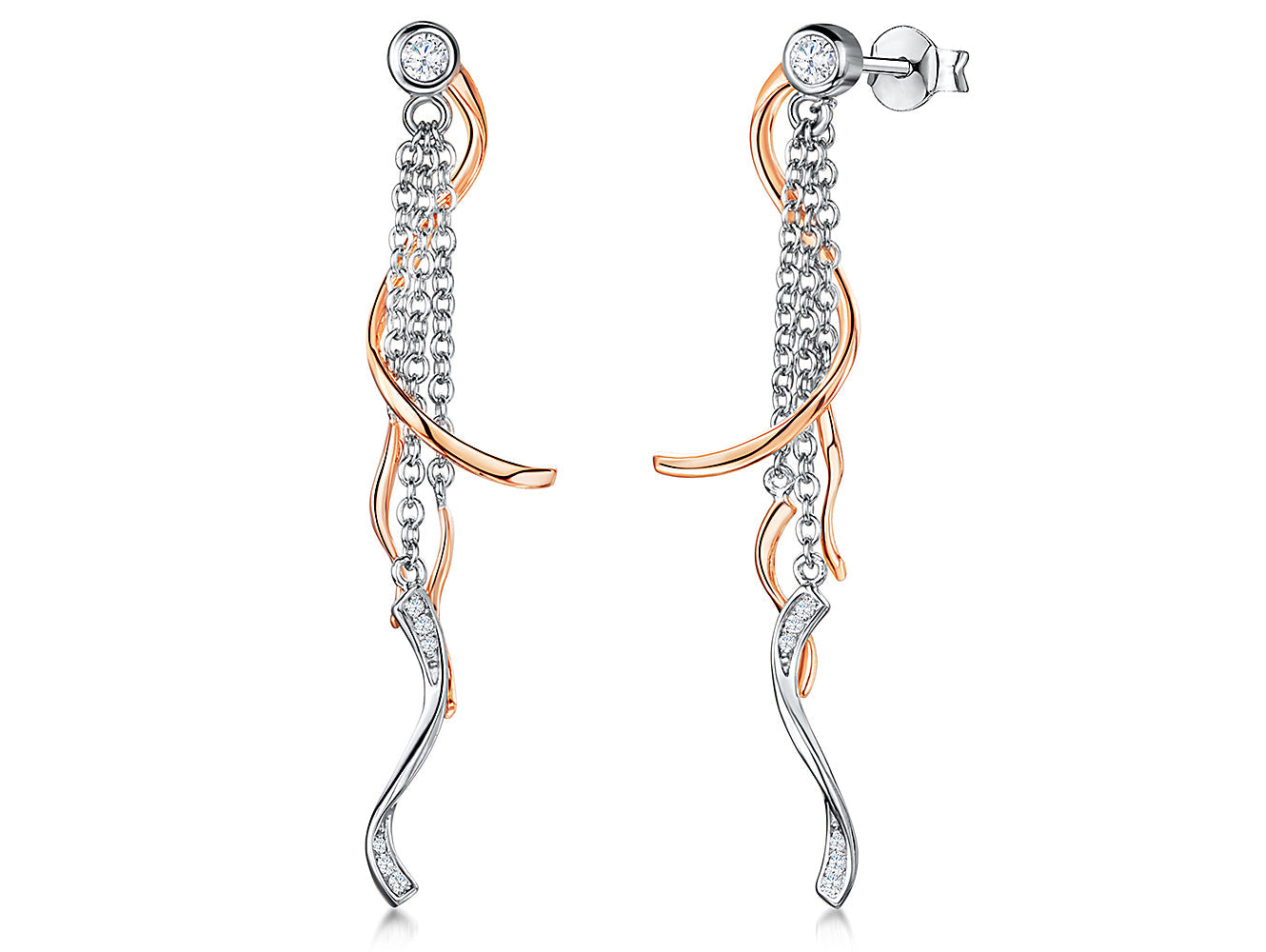 Rose Gold Swirl Drop Earrings