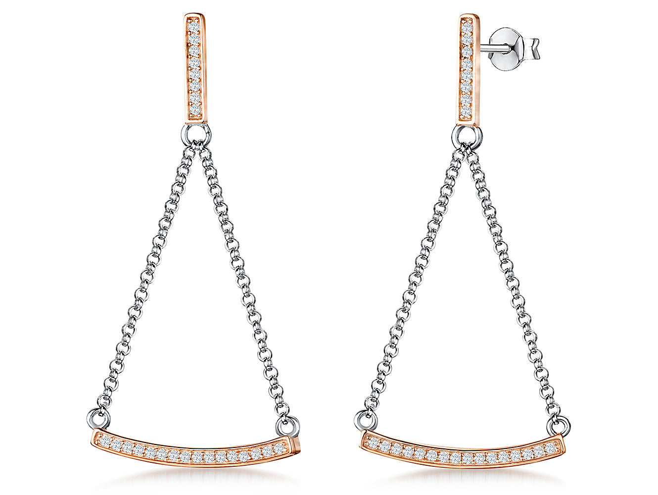 Rose Gold Trapezium Shape Drop Earrings