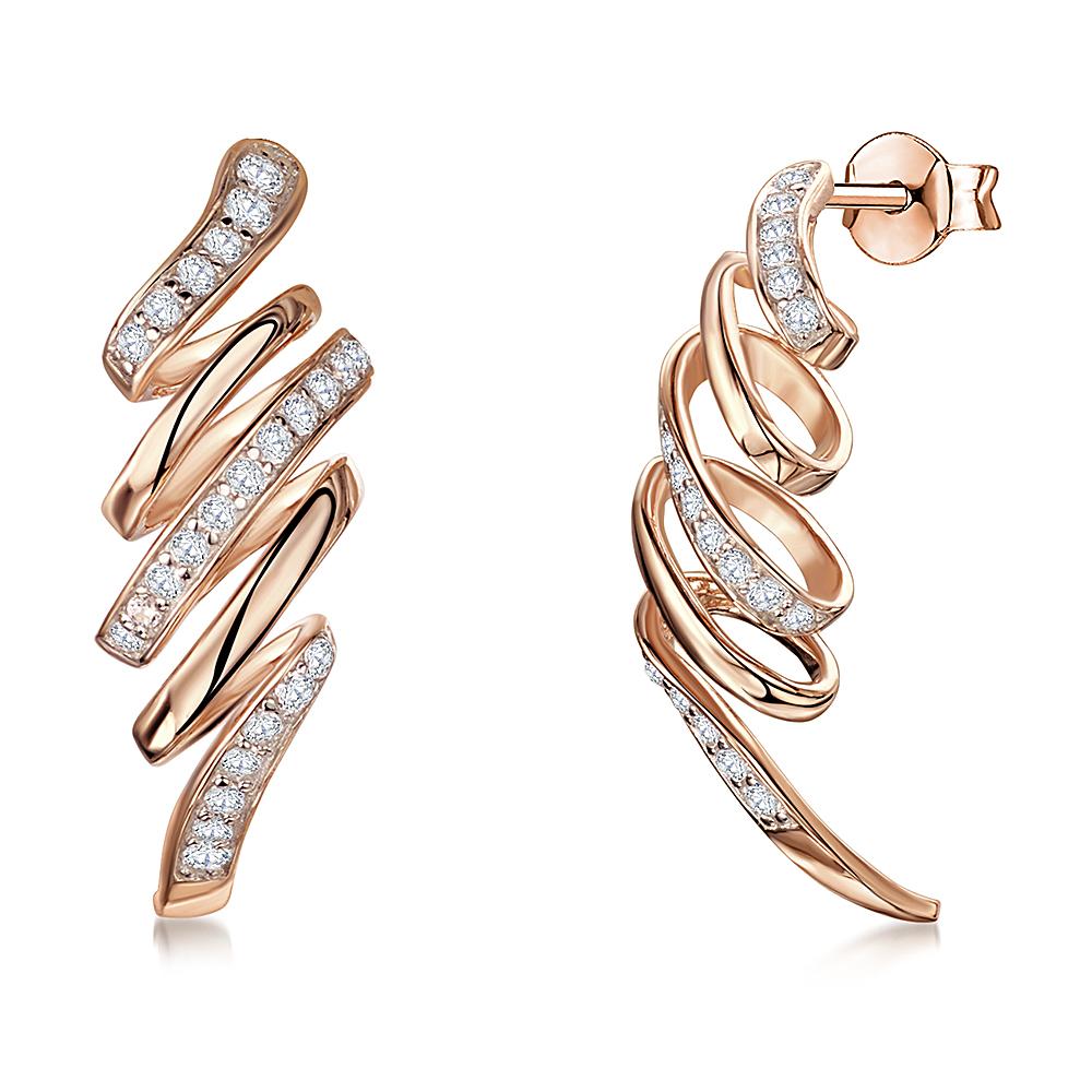 Rose Gold Twisted Curl Drop Earrings