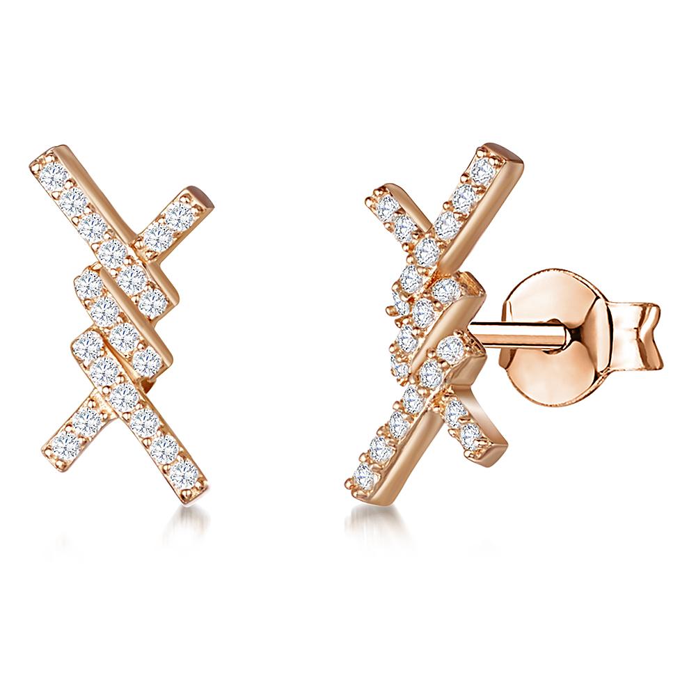 Rose Gold  Criss Cross Studs Earrings