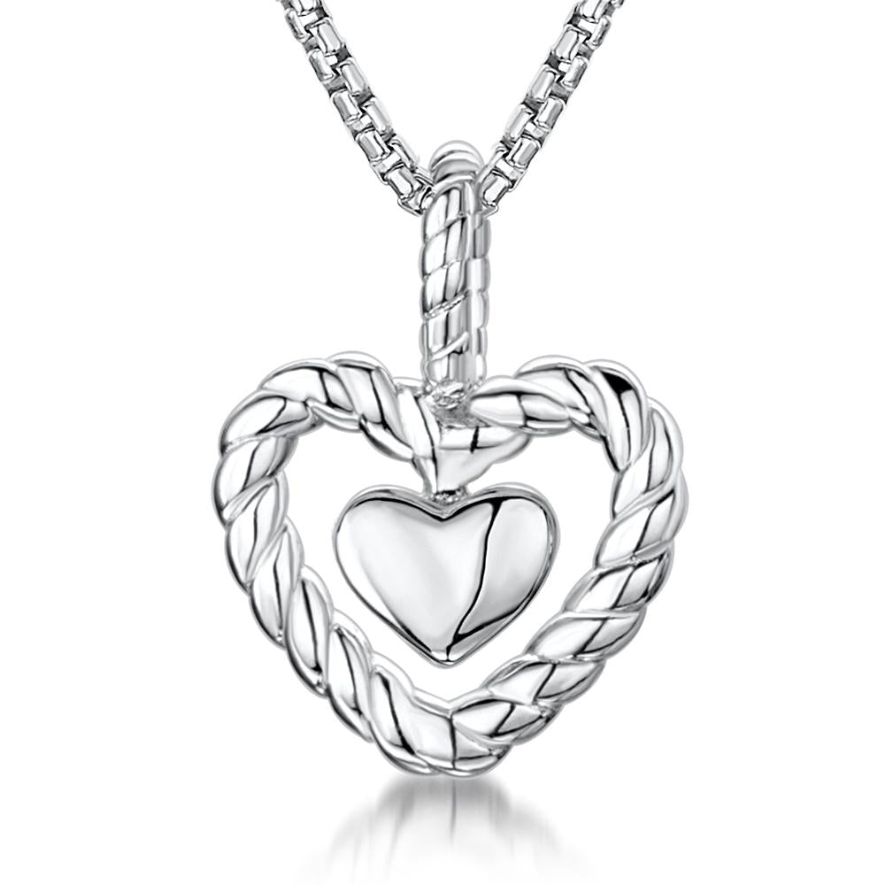 Sterling Silver  Heart With An Open Heart Surround
