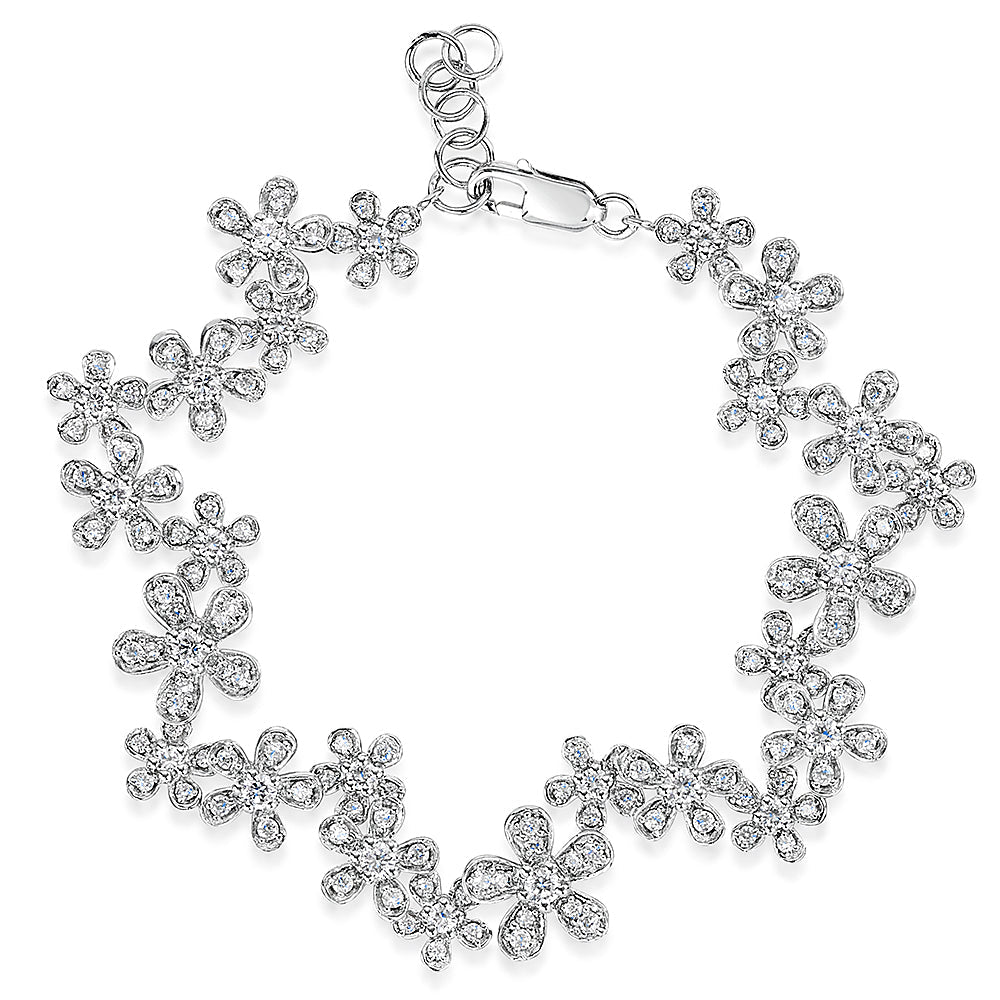 Sterling Silver Cubic Zirconia Daisy Chain Bracelet