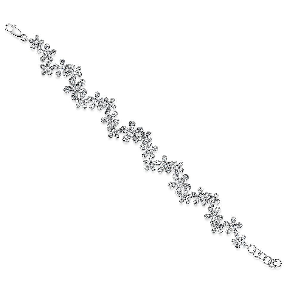 Sterling Silver Cubic Zirconia Daisy Chain Bracelet