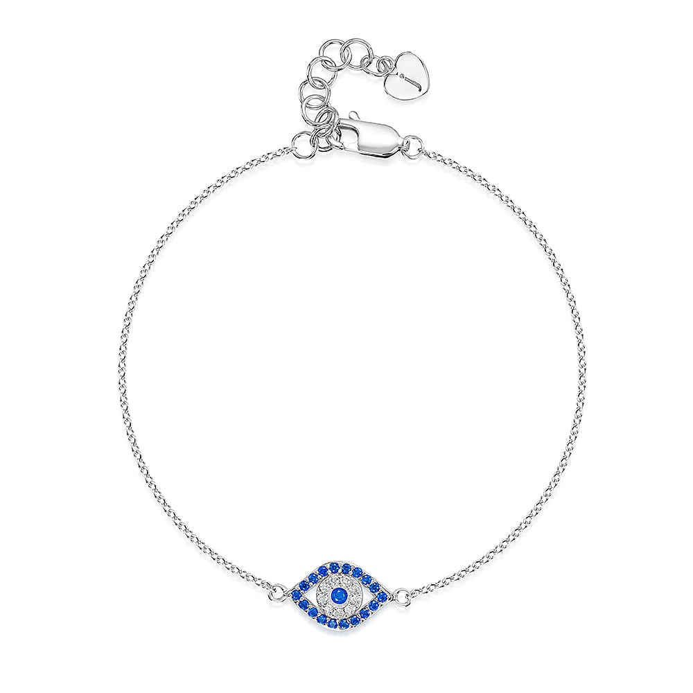 Sterling Deep Blue Silver Evil Eye Bracelet