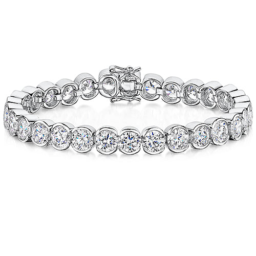 Sterling Silver  20 Carat  Rubover Cubic Zirconia Bracelet