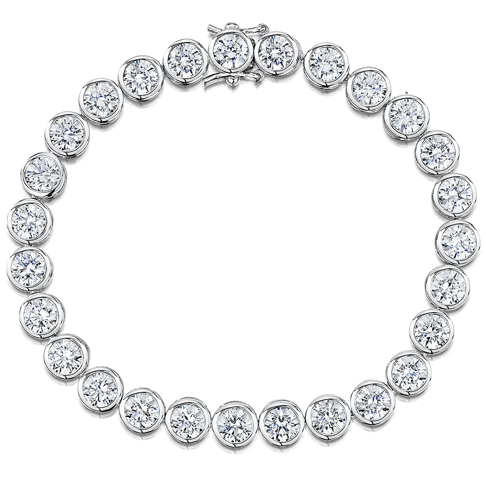 Sterling Silver 13.5 Carat Bezel Set Tennis Bracelet