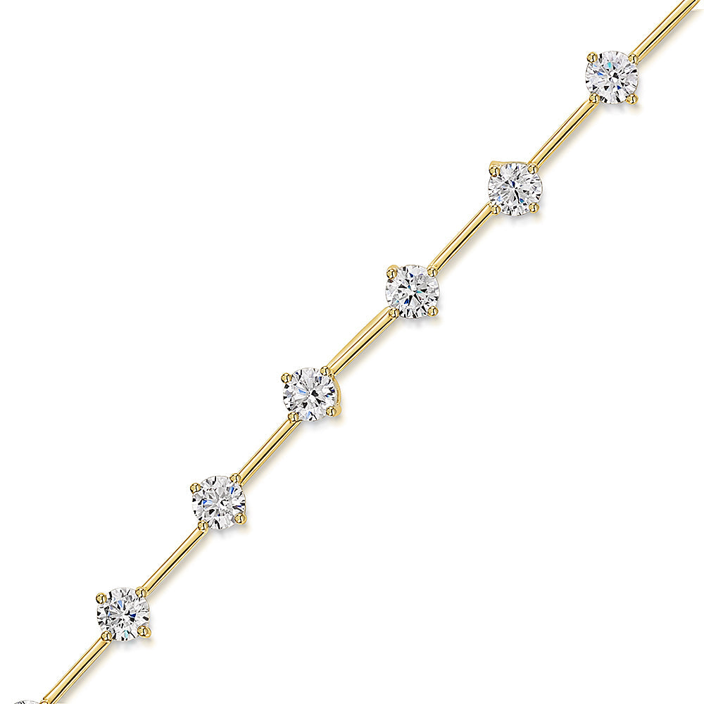 Yellow Gold Bracelet With 14 Brilliant Cut Cubic Zirconia Stones