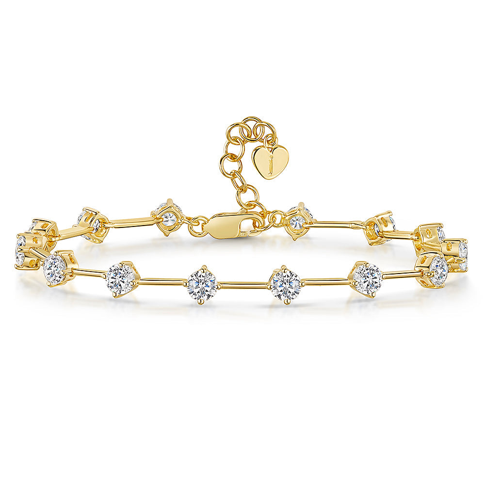 Yellow Gold Bracelet With 14 Brilliant Cut Cubic Zirconia Stones