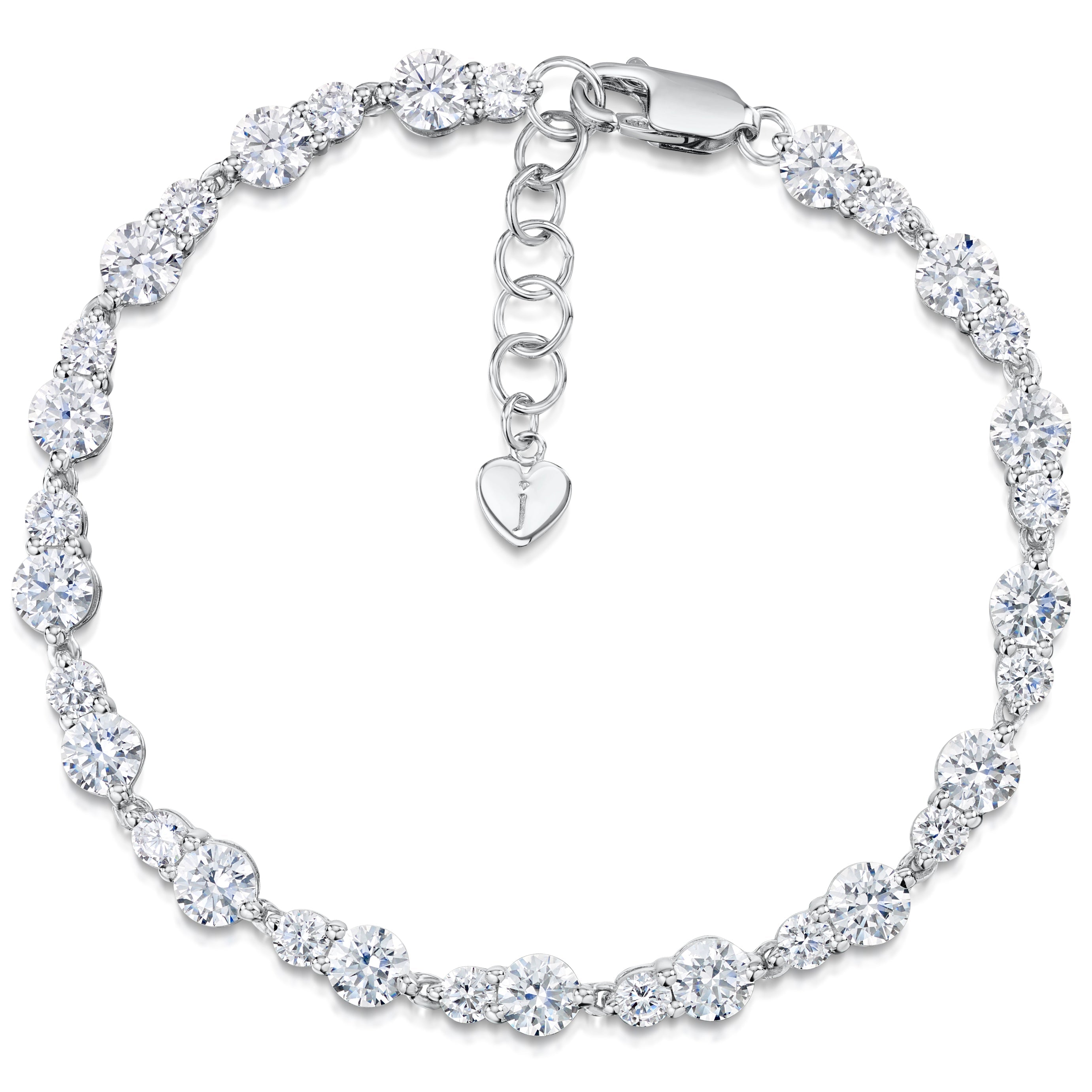 Sterling Silver Cubic Zirconia Two Stone Bracelet