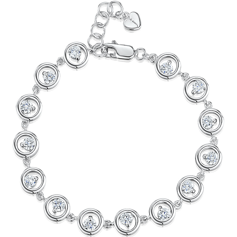 Sterling Silver Linked Circle Bracelet With Cubic Zirconias
