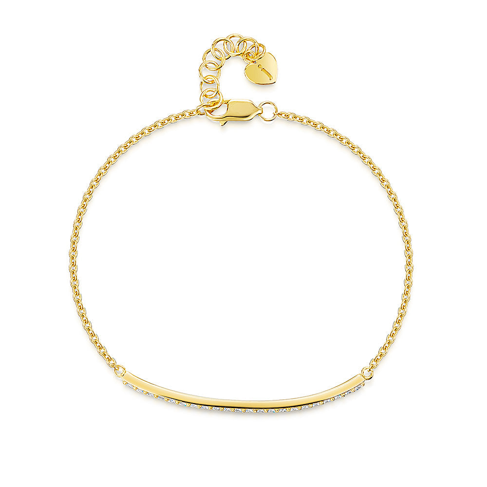 Yellow Gold Cubic Zirconia Panel Bracelet