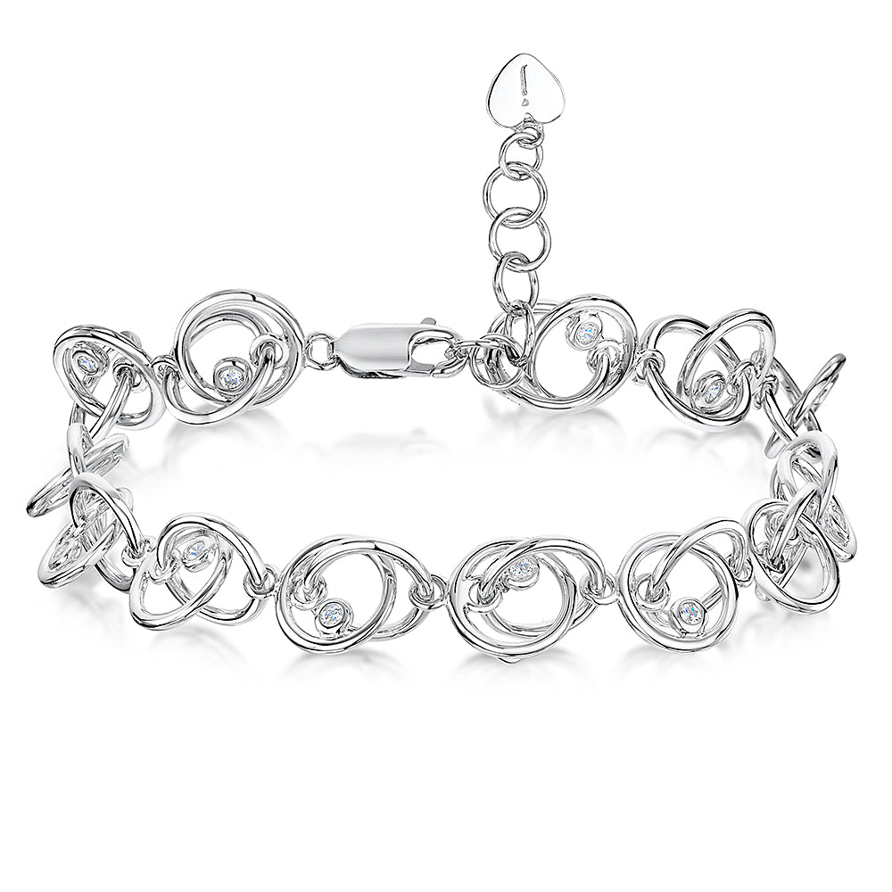 Sterling Silver Multi Circle And Cubic Zirconia Bracelet
