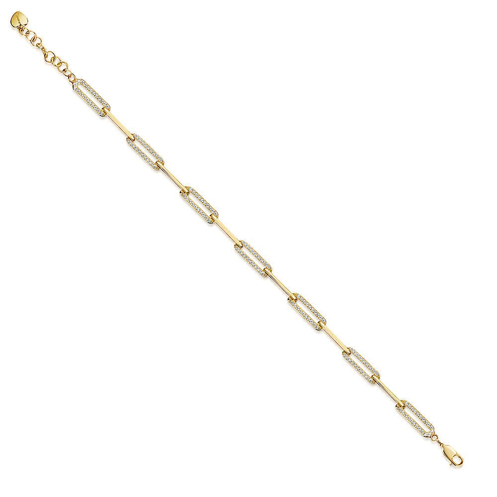 Yellow Gold Cubic Zirconia  Paperlink Bracelet