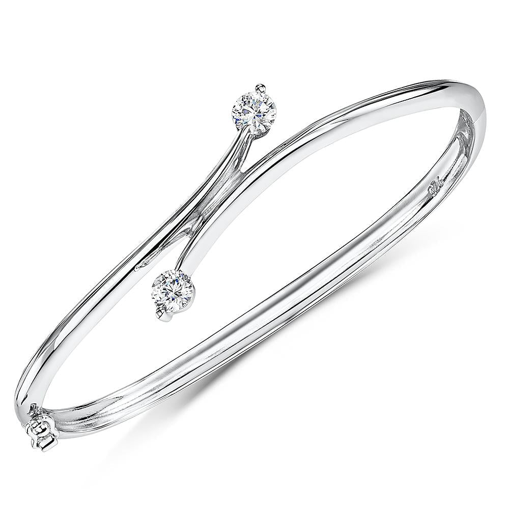 Sterling Silver  Cross Over Bangle