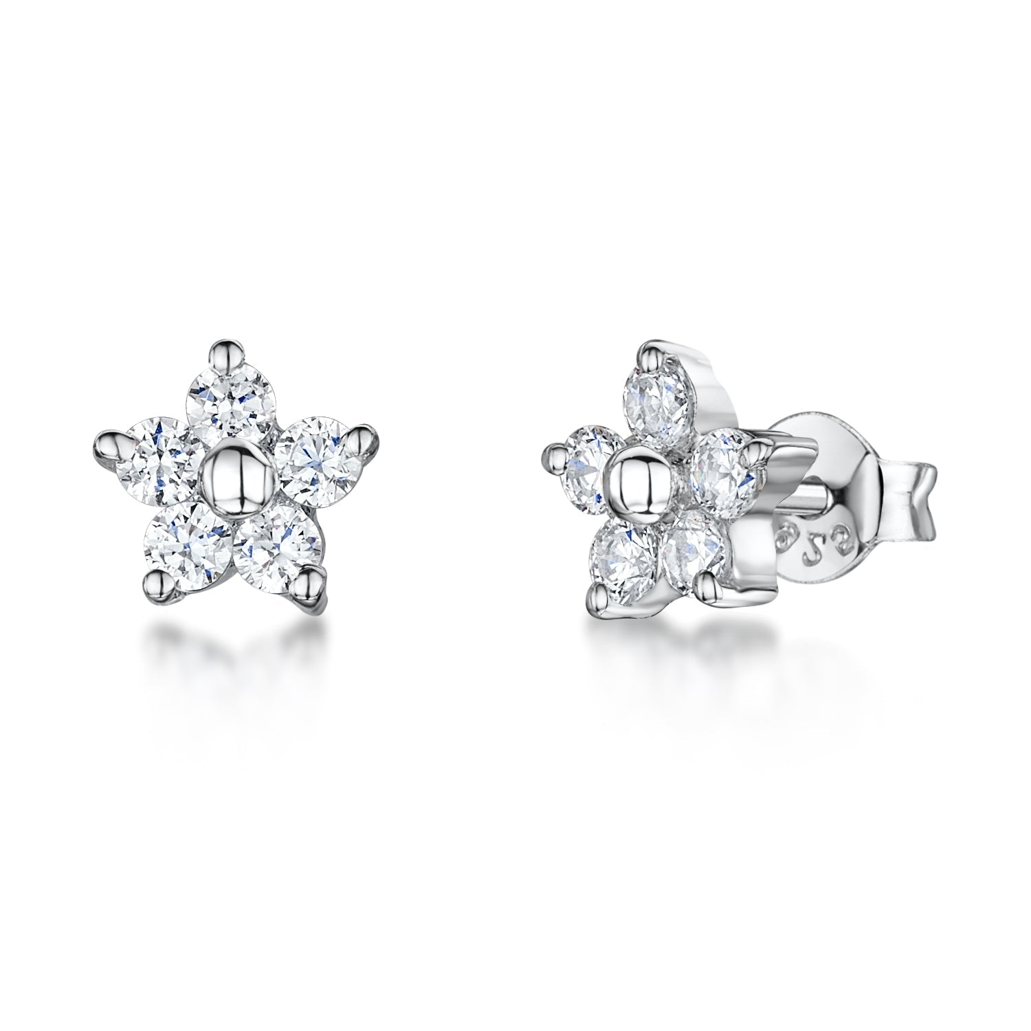 Sterling Silver Simple  Flower Shaped Stud Earrings
