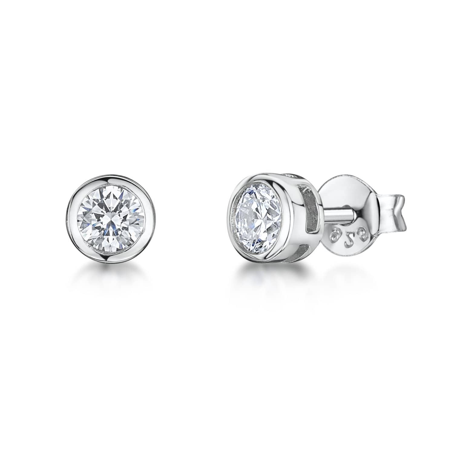 Sterling Silver Small  Rubover Stud Earrings