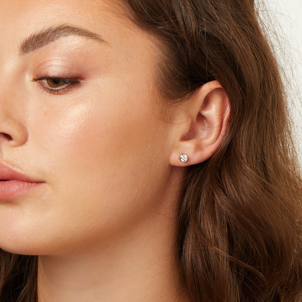 Sterling Silver Small  Rubover Stud Earrings
