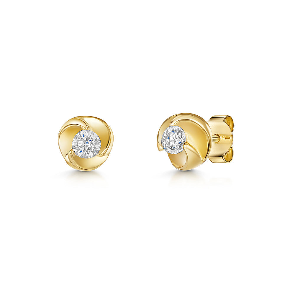 Yellow Gold Swirl Stud Earrings