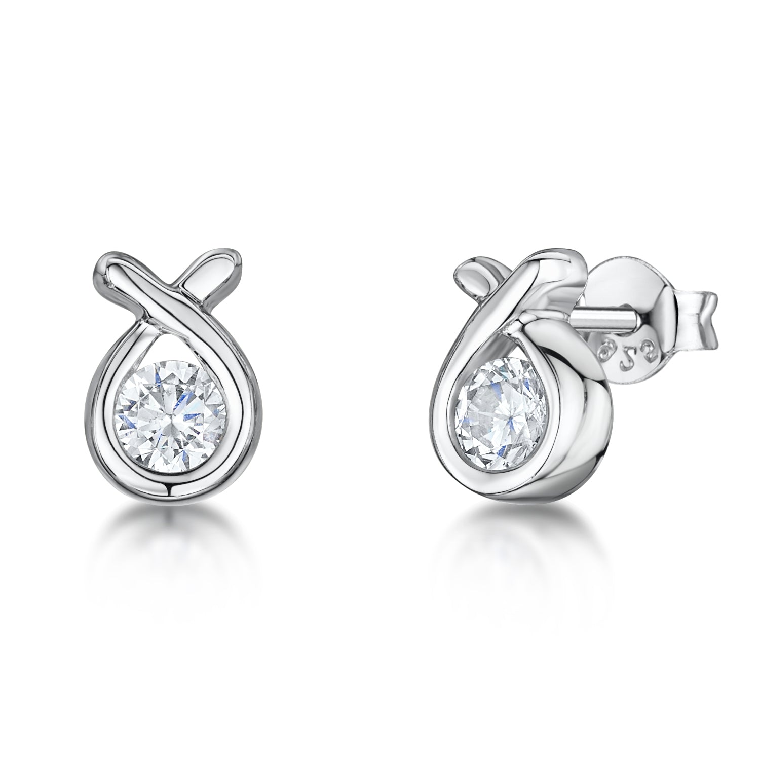 Sterling Silver Infinity Ribbon Earrings