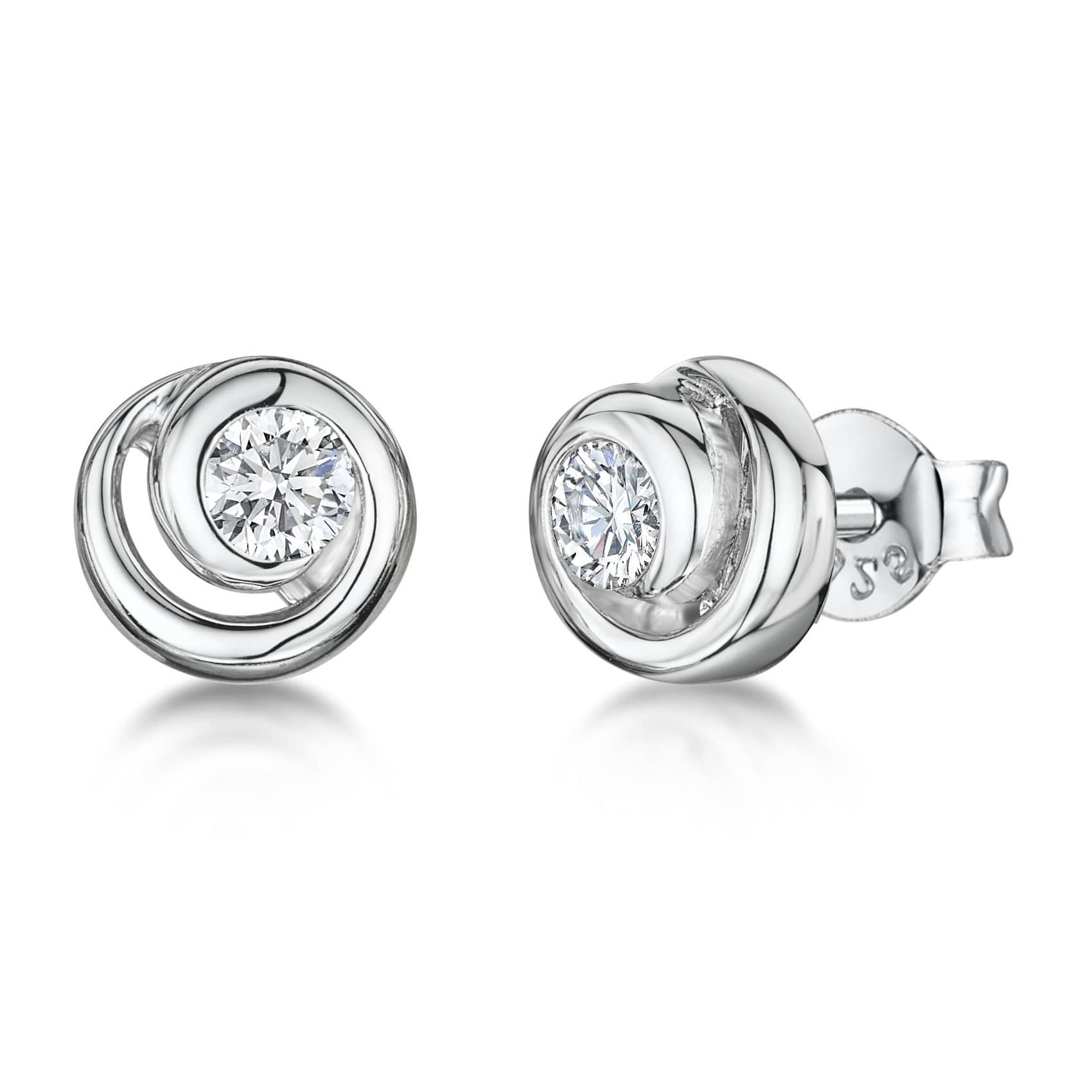 Sterling Silver Swirl Stud  Earrings