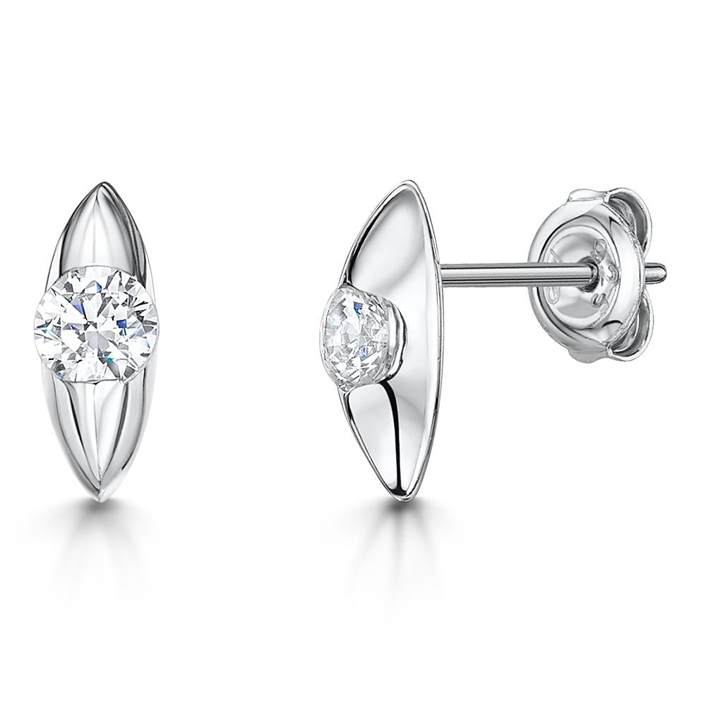 Sterling Silver Marquise Cubic Zirconia  Stud Earrings