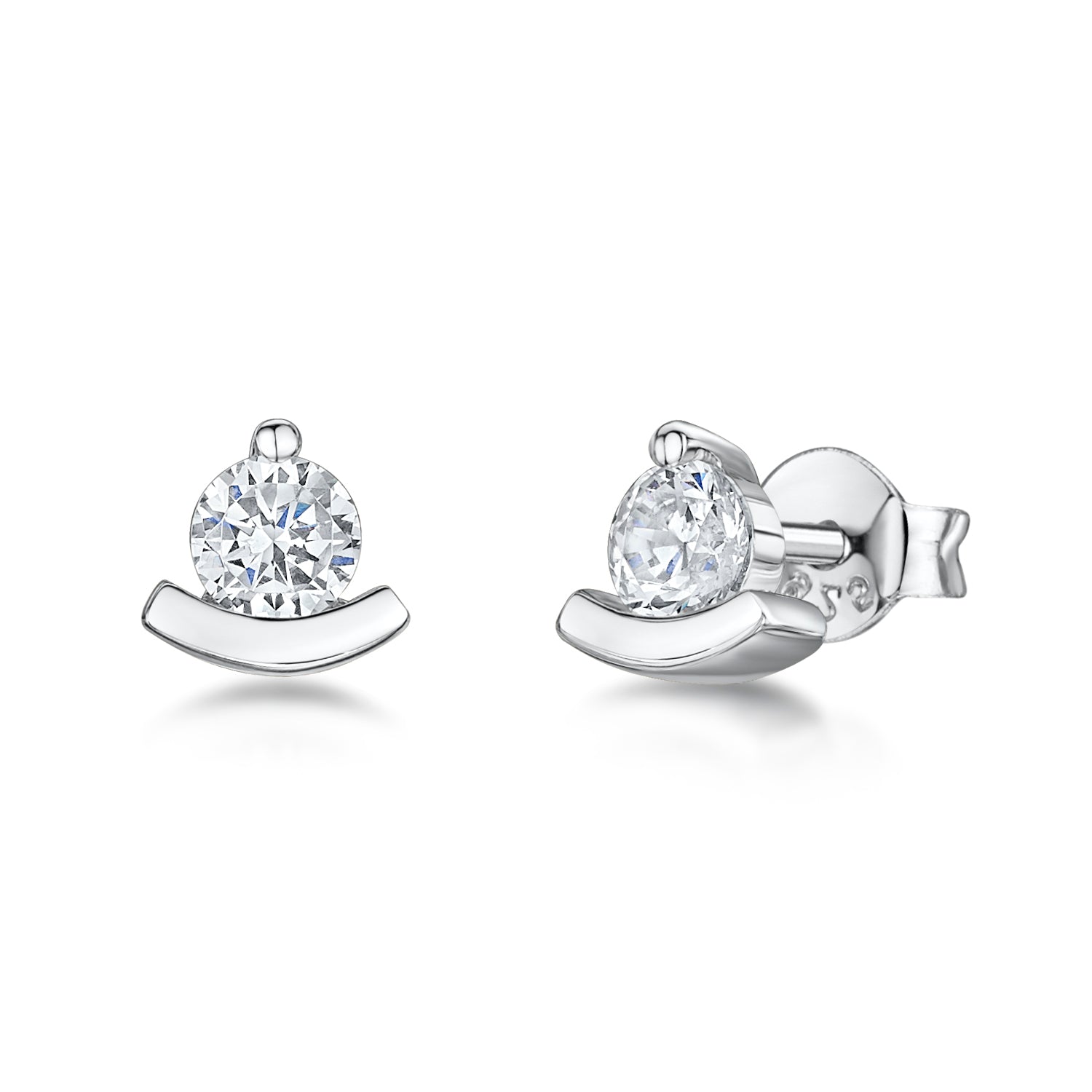 Sterling Silver Small Triangle Curve Stud Earrings